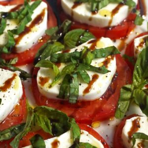 Caprese with balsamic glaze and olive oil thumbnail