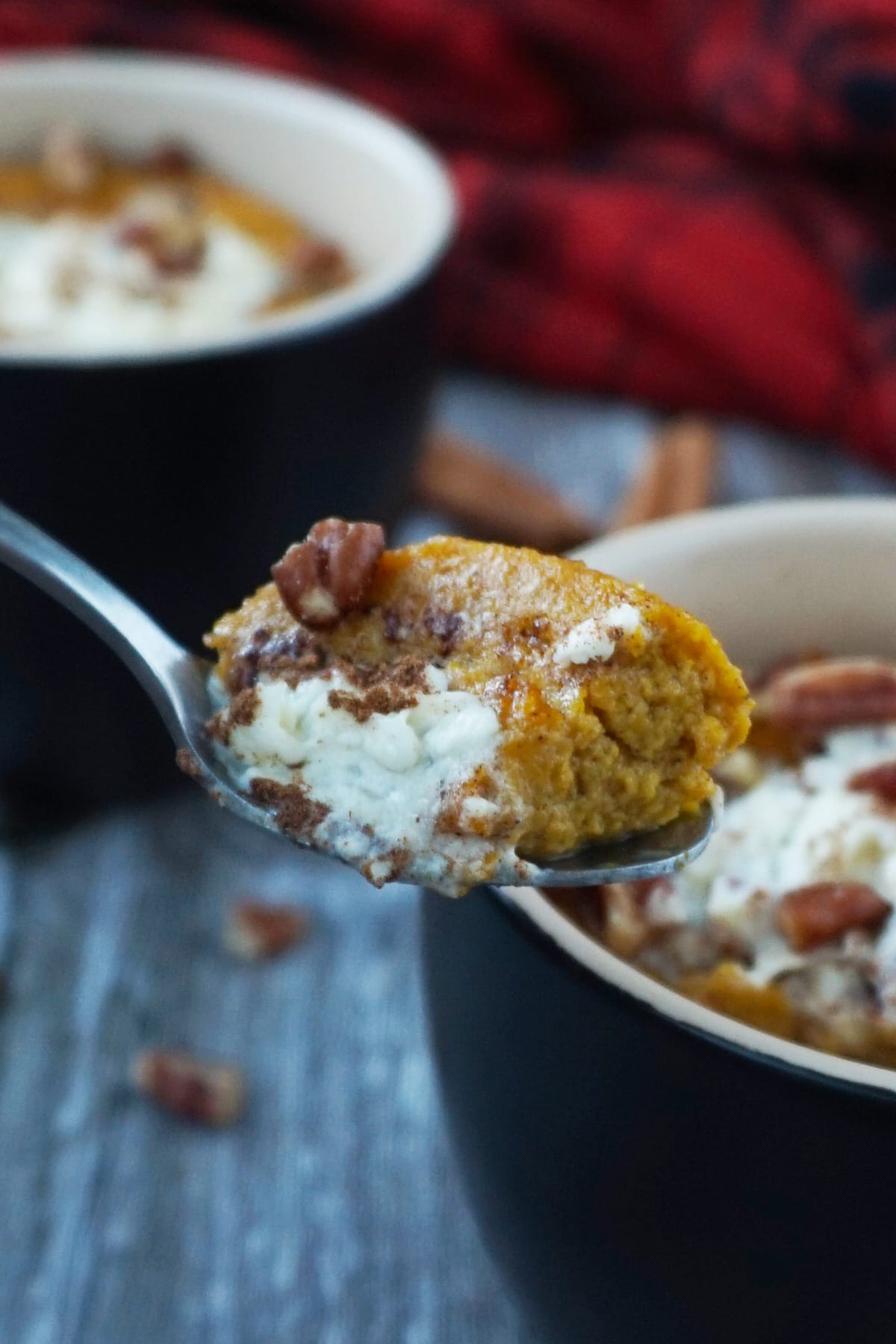 A spoonful of Pumpkin Pie in a Mug