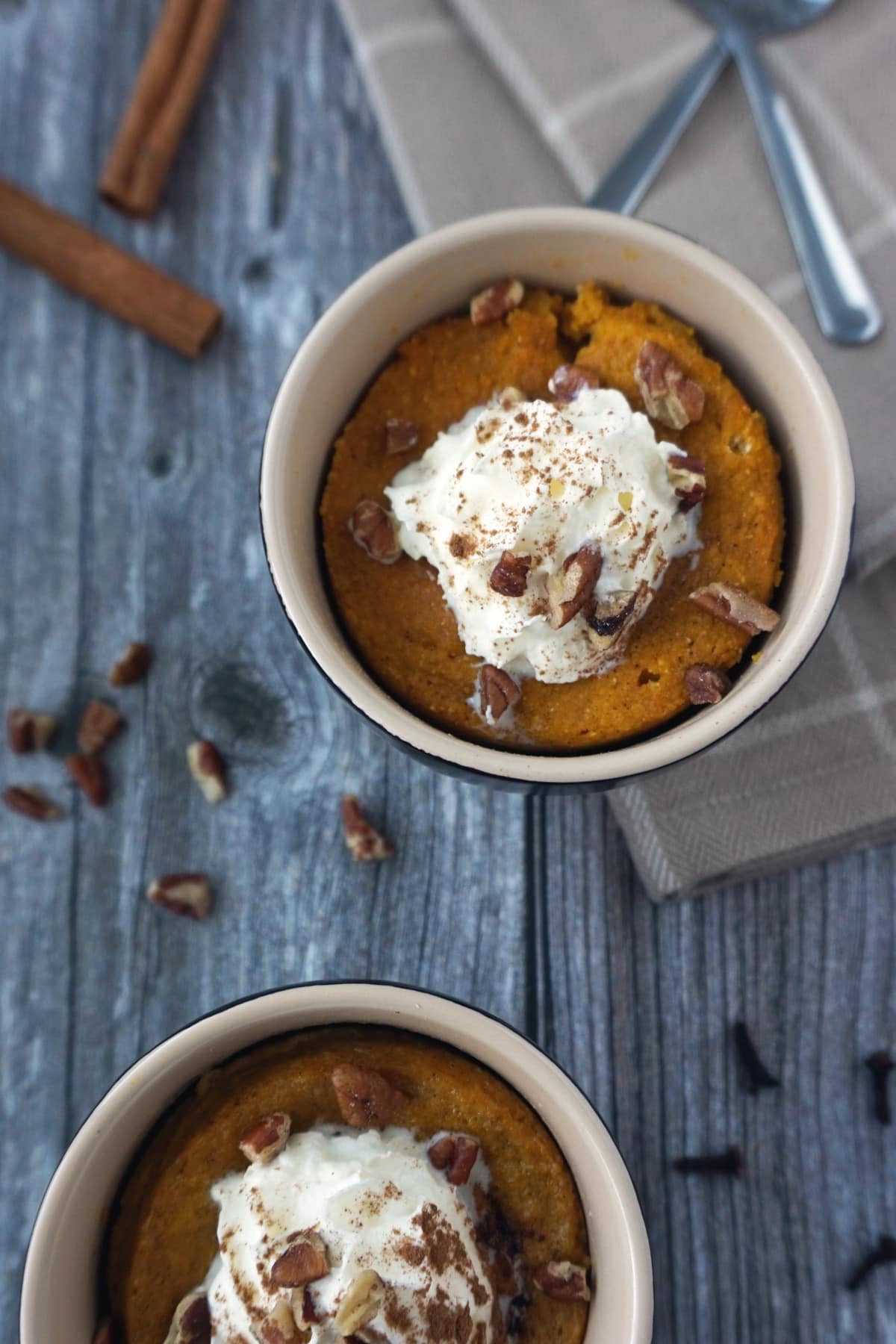 Overhead view of Pumpkin Pie in a Mug