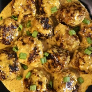 Bowl of Keto Swedish Meatballs with Turmeric