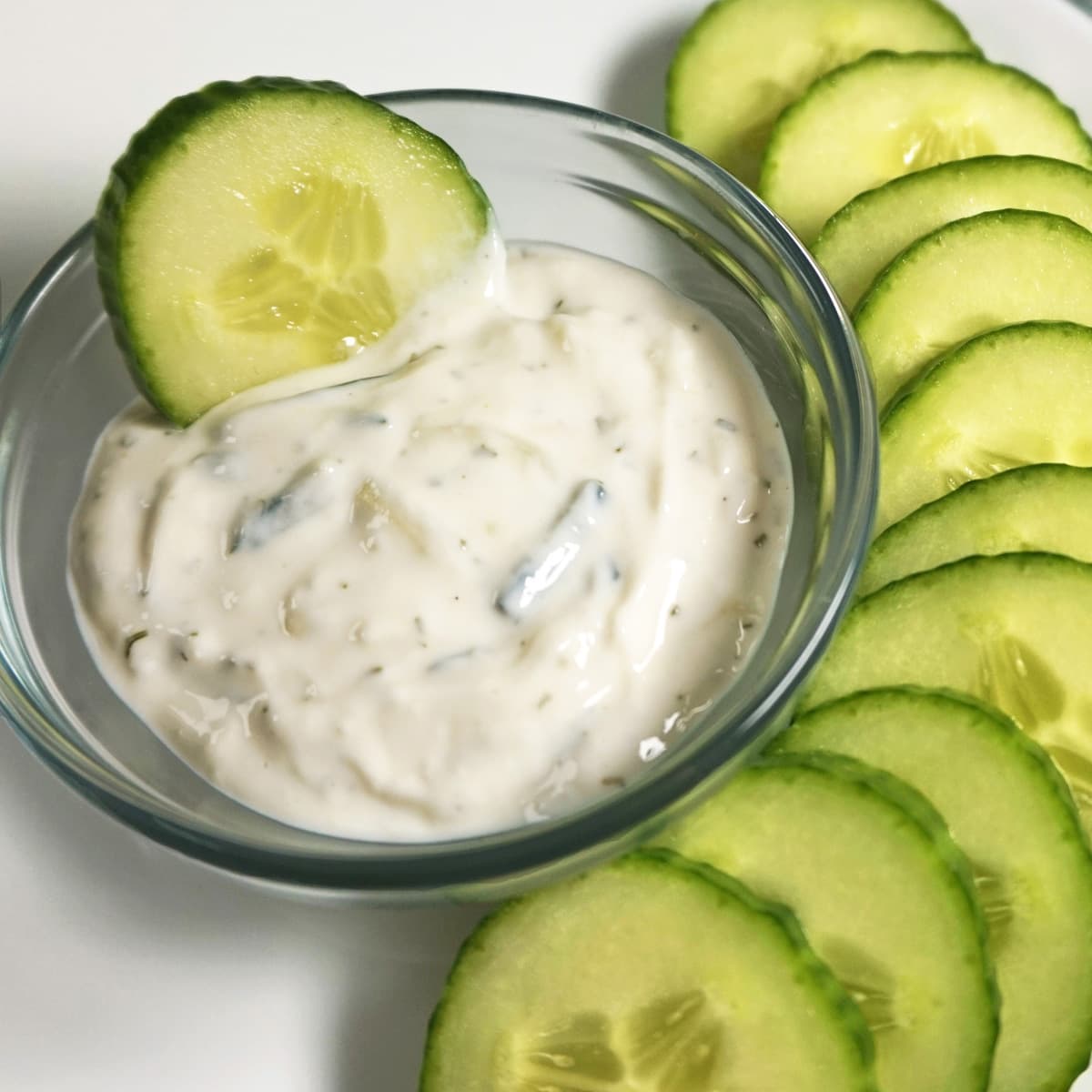 Keto snack: cucumber and tzatziki sauce