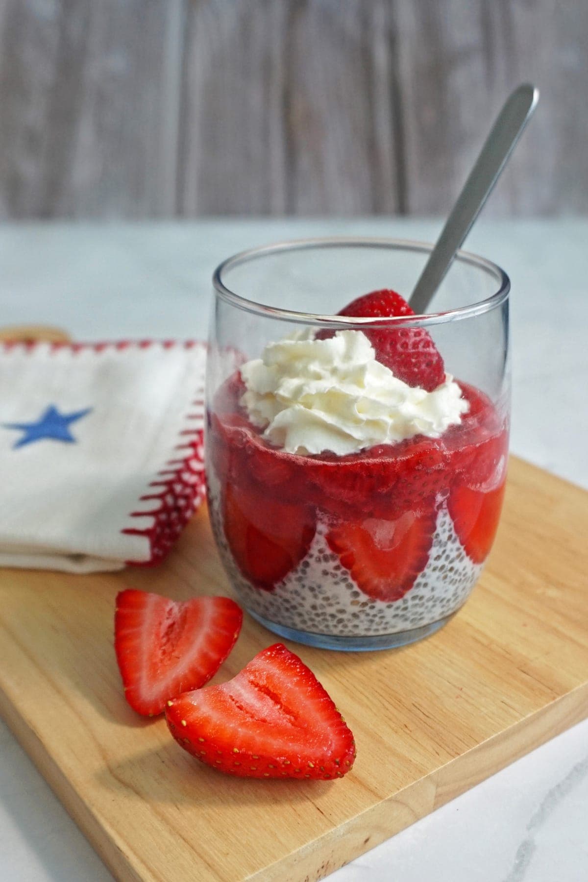 Strawberry Chia Pudding with whipped cream