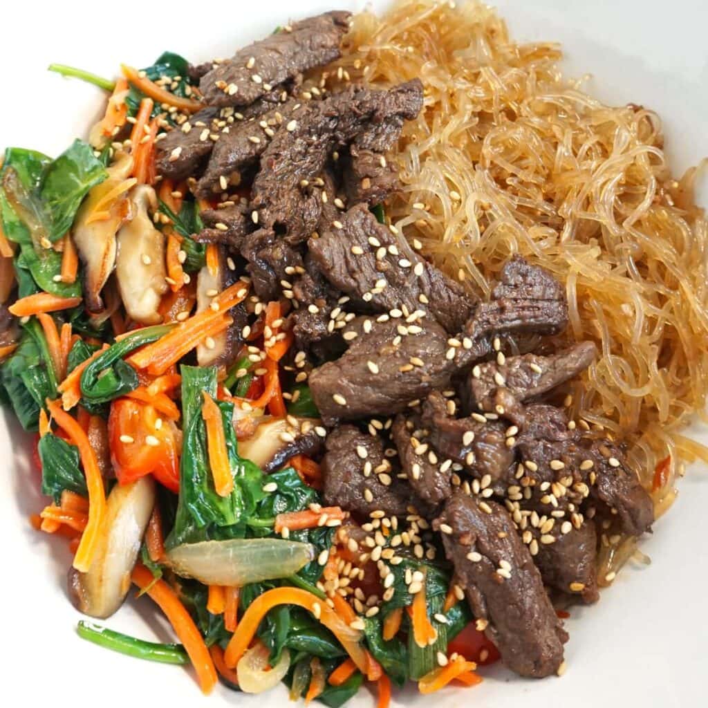 Keto Japchae (Korean Glass Noodle Stir Fry) - Modern Yum