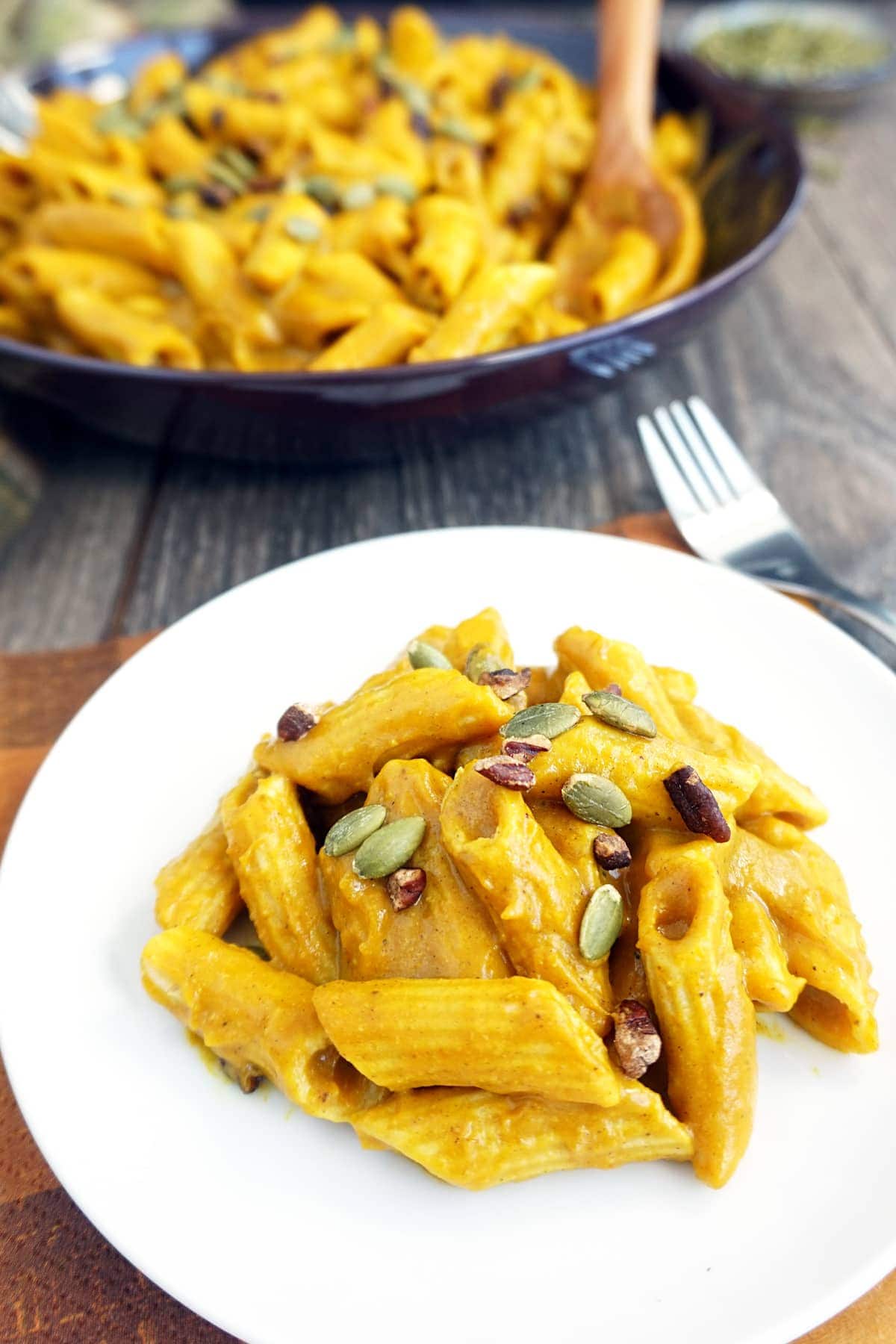 Small plate with a serving of pasta